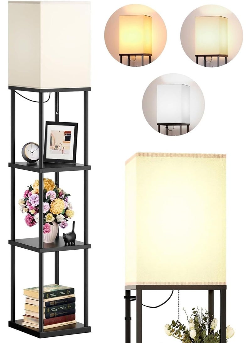 Hylumen Modern Floor Lamp with 3-Tier Storage Shelves | LED Corner Display Lamp for Living Room, Bedroom & Office | Includes 12W LED Bulb - Image 2