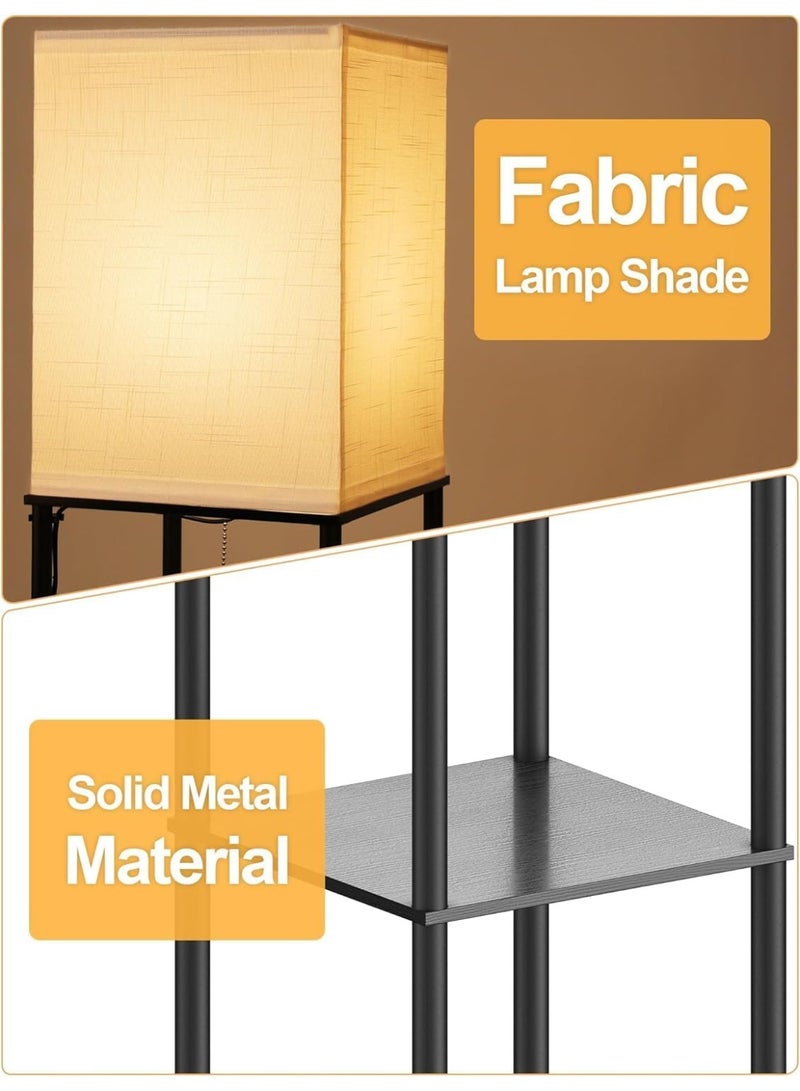 Hylumen Modern Floor Lamp with 3-Tier Storage Shelves | LED Corner Display Lamp for Living Room, Bedroom & Office | Includes 12W LED Bulb - Image 4