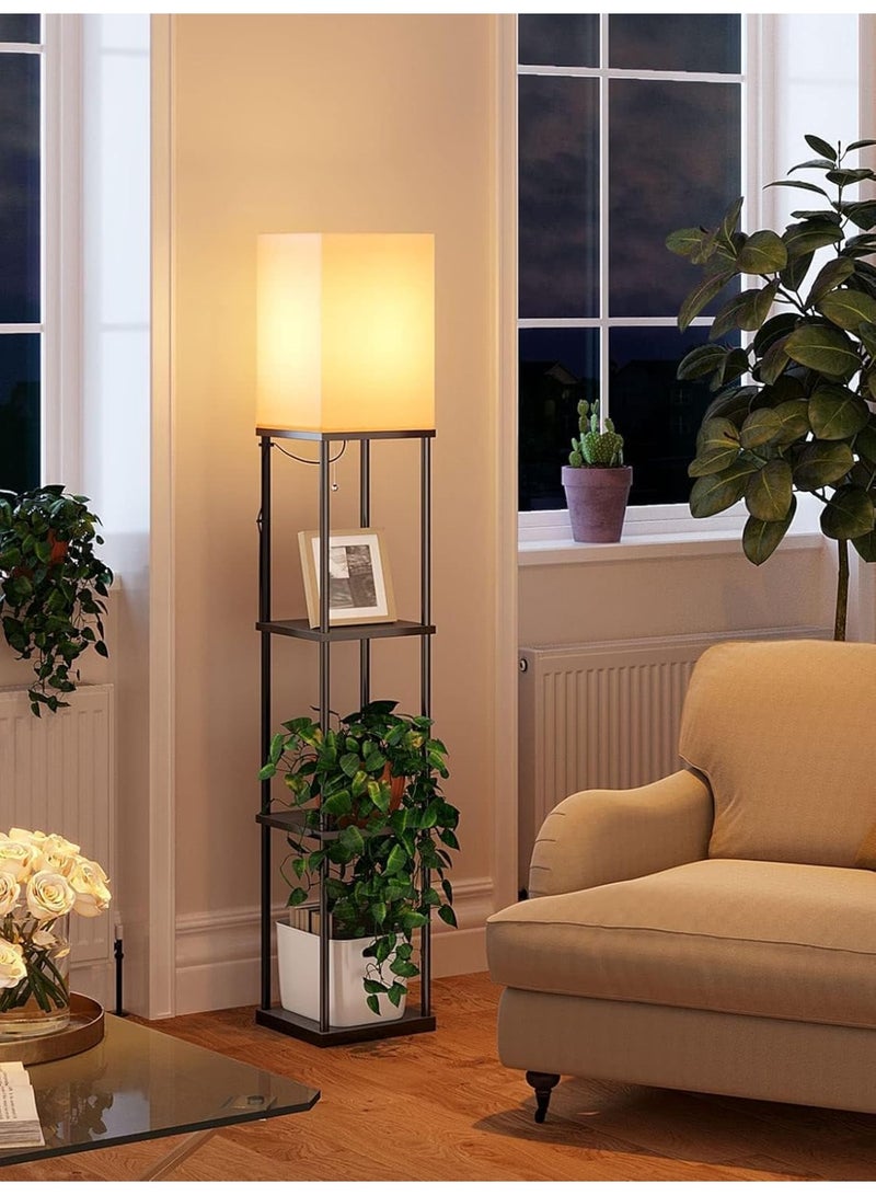 Hylumen Modern Floor Lamp with 3-Tier Storage Shelves | LED Corner Display Lamp for Living Room, Bedroom & Office | Includes 12W LED Bulb - Image 5