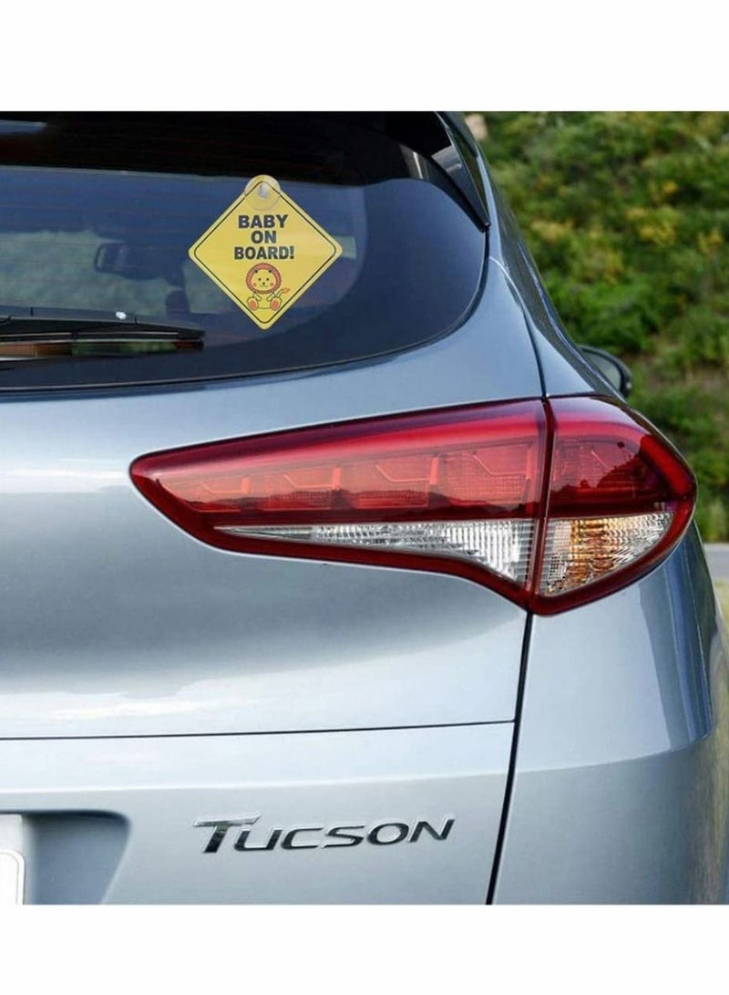 Loquat Baby on Board Sticker,  2 PCS Baby On Board Warning Signs with Suction Cups Baby on Board Sticker Sign for Car Warning Removable (4.72 x 4.72 inch) - Image 4