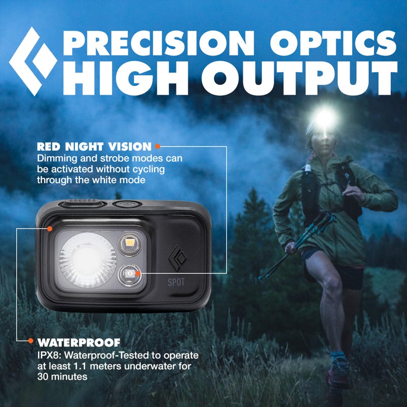BLACK DIAMOND Spot 400 Headlamp | 400 Lumens Brightness, Dimmable | Waterproof & Durable | 3X AAA Battery Operated (Included) | Graphite - Image 4