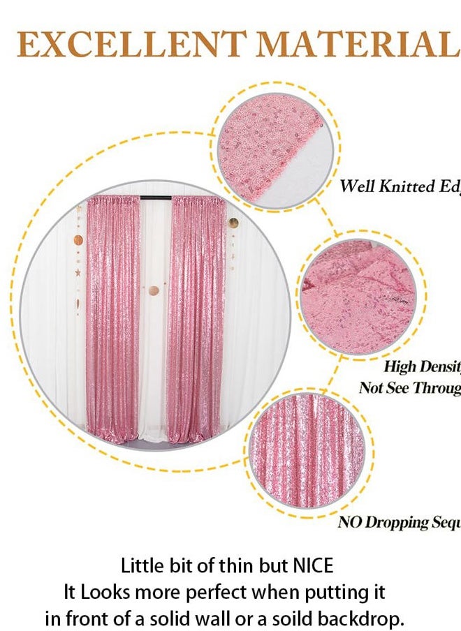 ShinyBeauty Sparkle Backdrop Curtain Fuchsia Pink 2 Panels Set Sequin Photo Backdrop 2FTx8FT Sequin Backdrop Curtain Pack of 2  - Image 5