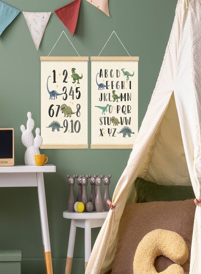 XYDEG Dinosaur Alphabet Numbers Poster Hanger Frame Set of 2, Boy Room Playroom Wall Decor, ABC Banner Poster Wall Art Frames, Alphabet Banner Wall Hanging Decor for Toddler, 12x16 Inch - Image 3