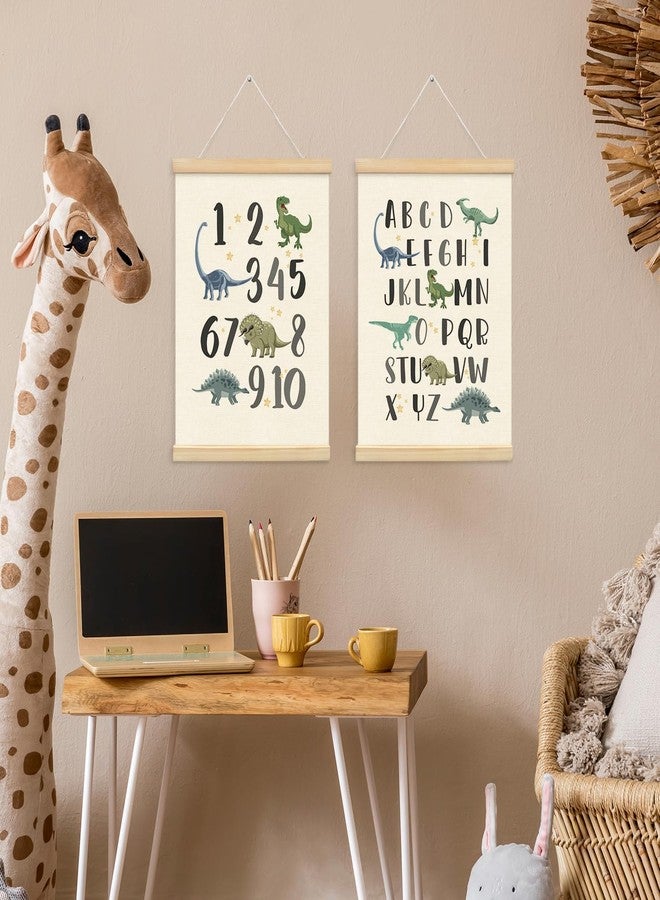 XYDEG Dinosaur Alphabet Numbers Poster Hanger Frame Set of 2, Boy Room Playroom Wall Decor, ABC Banner Poster Wall Art Frames, Alphabet Banner Wall Hanging Decor for Toddler, 12x16 Inch - Image 2