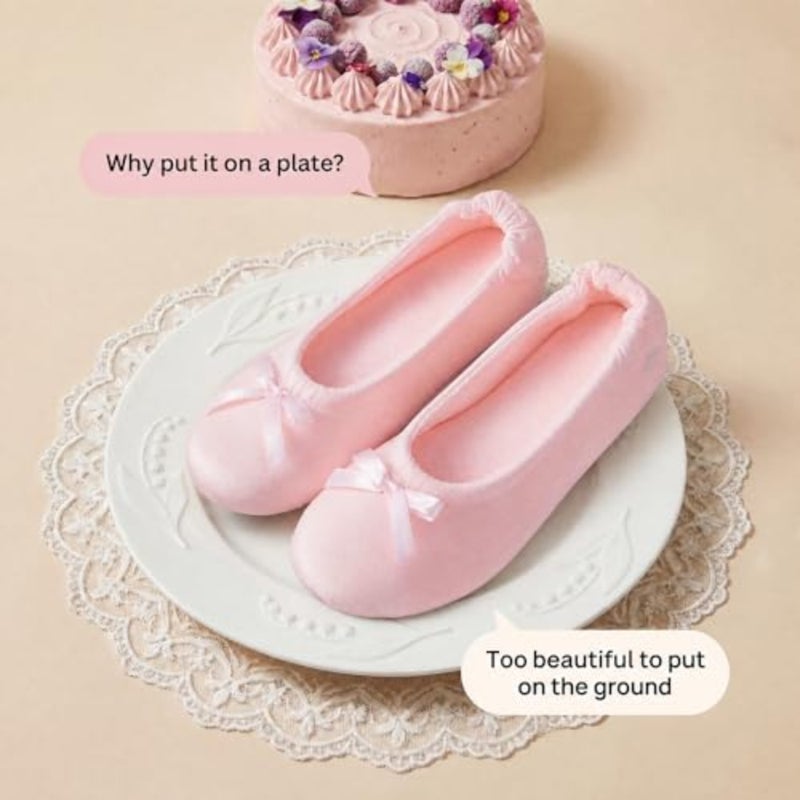 EverFoams Women's Satin Memory Foam Ballerina Slippers Comfortable House Indoor Shoes with Non-slip Rubber Sole - Image 3