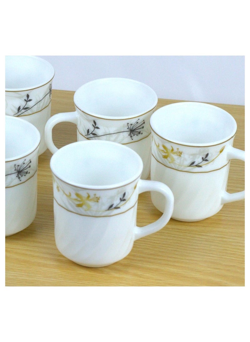 Danny home 6 piece Set Opalware Turkish Coffee Tea Mug with Handle Heat Resistant Microwave Dishwasher safe BPA Free 250ml - Image 4