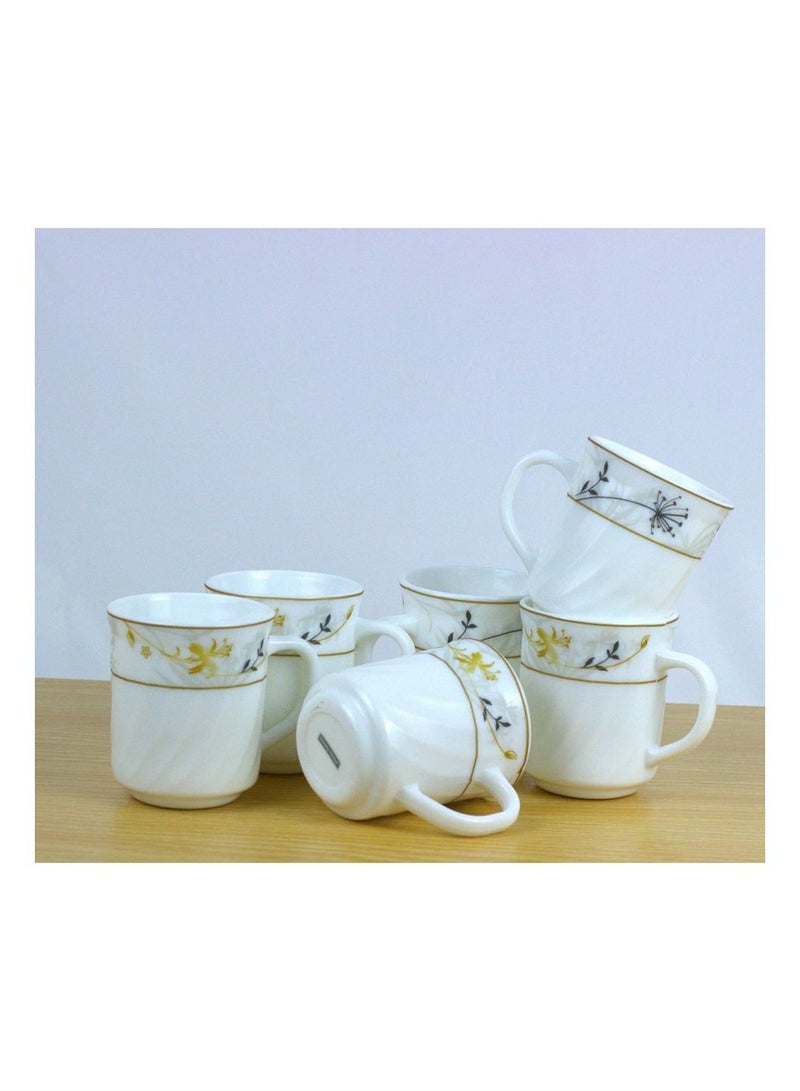 Danny home 6 piece Set Opalware Turkish Coffee Tea Mug with Handle Heat Resistant Microwave Dishwasher safe BPA Free 250ml - Image 5