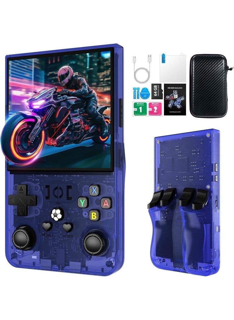ELTRAZONE R36MAX Retro Handheld Game Console, Portable Gaming Device with 3000+ Classic Games, HD Display, Blue - Image 1