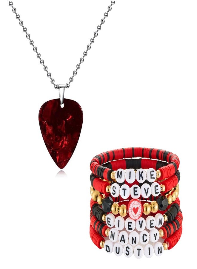 Axepet Eddie Necklace Bracelet Set Strange Horror Thing Guitar Pick Pendant Necklace Eleven Movie Merch Bracelet Holiday Gift Halloween Costume Cospaly Jewelry - Image 1