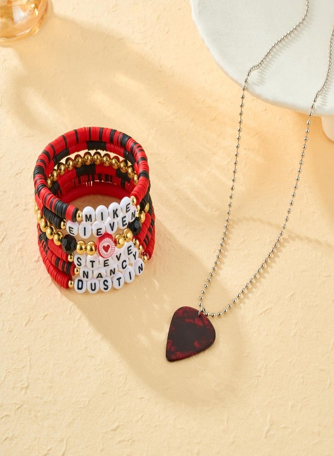 Axepet Eddie Necklace Bracelet Set Strange Horror Thing Guitar Pick Pendant Necklace Eleven Movie Merch Bracelet Holiday Gift Halloween Costume Cospaly Jewelry - Image 4