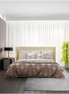Raymond Raymond Home King Flat Sheet Bedsheet 210 Thread Count Luxirious 100% Long Staple Cotton Bedding Printed Sateen Percale Bed Linen with 2 Pillow Case - Brown (274 * 274 CM)  - Image 4