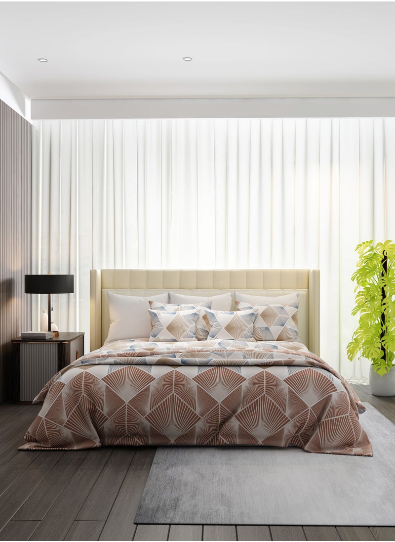 Raymond Raymond Home King Flat Sheet Bedsheet 210 Thread Count Luxirious 100% Long Staple Cotton Bedding Printed Sateen Percale Bed Linen with 2 Pillow Case - Brown (274 * 274 CM)  - Image 4