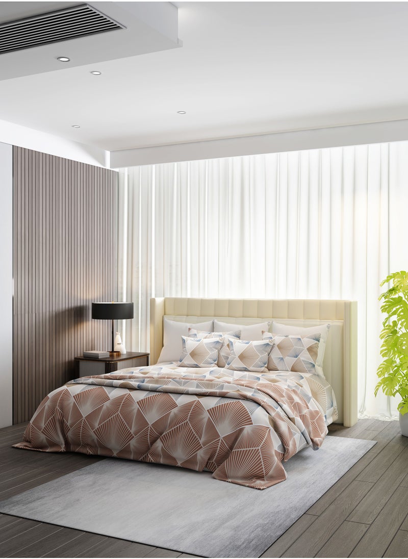 Raymond Raymond Home King Flat Sheet Bedsheet 210 Thread Count Luxirious 100% Long Staple Cotton Bedding Printed Sateen Percale Bed Linen with 2 Pillow Case - Brown (274 * 274 CM)  - Image 1