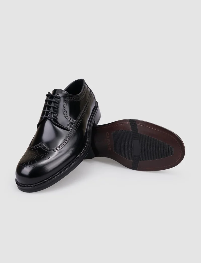 Cabani 100% Genuine Leather Black Lace-Up Men's Classic Shoes
