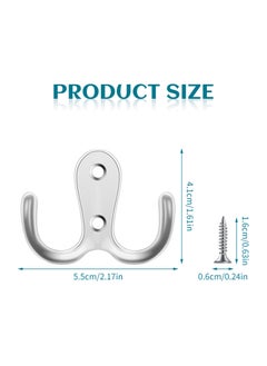 Generic 12 Pack Double Coat Hooks, Heavy Duty Zinc Alloy Wall Hooks with Screws for Bathroom, Kitchen, Bedroom, Wardrobe, Polished Electroplated Finish  - Image 2