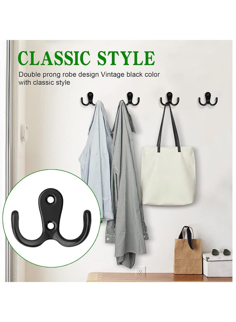 12 Pack Double Coat Hooks, Heavy Duty Zinc Alloy Wall Hooks with Screws for Bathroom, Kitchen, Bedroom, Wardrobe, Polished Electroplated Finish  - Image 3