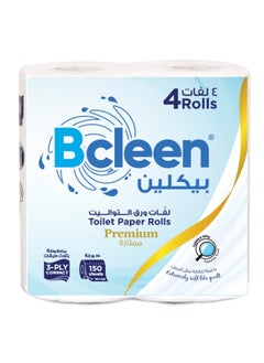 Bcleen Deluxe Flushable Toilet Paper Rolls 3-Ply 150sheets 