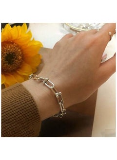 Elegant white gold-plated bracelet - length 20 cm