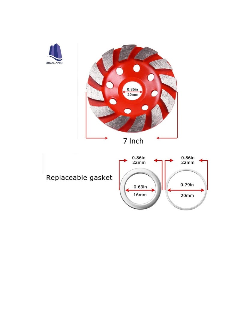 Diamond Cup-Shaped Grinding Wheels, 12-Segment Turbine Row Grinding Wheels for Angle Grinder Marble Granite Concrete Abrasive Tool Floor leveling tools. (7 Inch (180mm))  - Image 3