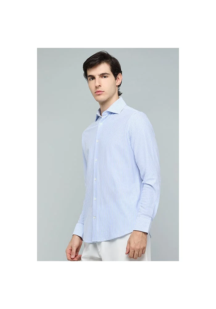 أر أند بي Striped Shirt with Classic Collar and Long Sleeves