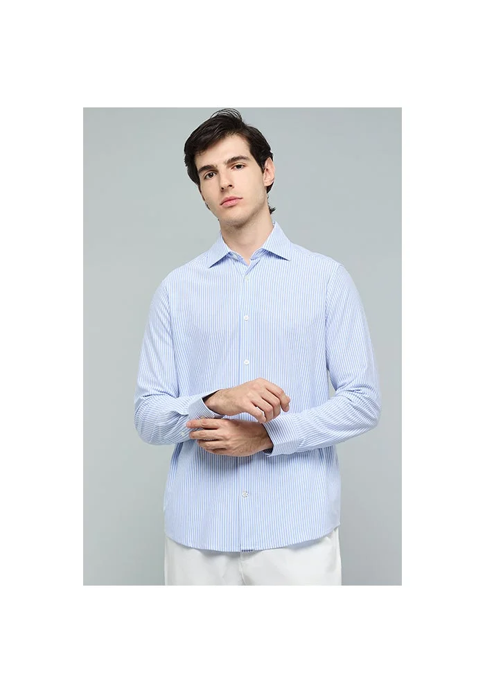 أر أند بي Striped Shirt with Classic Collar and Long Sleeves