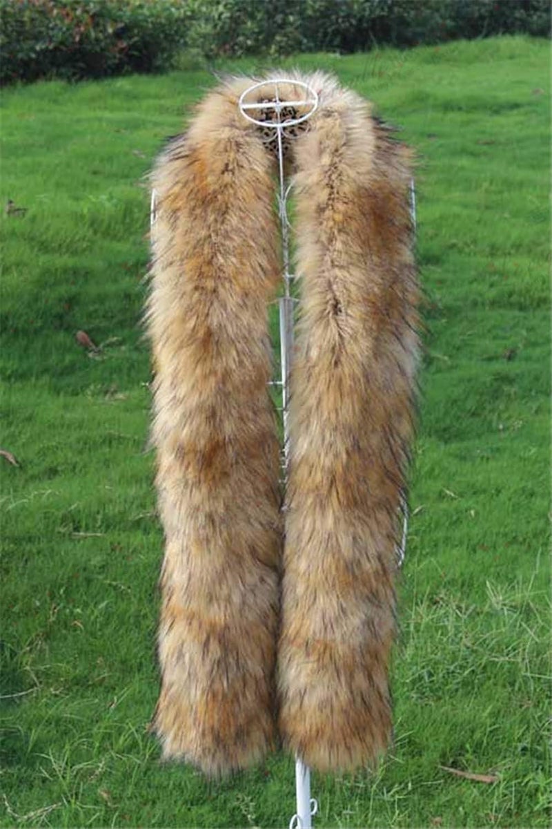 LDFWAY Long Men Women Faux Fur Collar Winter Warm Wrap Stole Scarf Shawl Shrug - Image 3