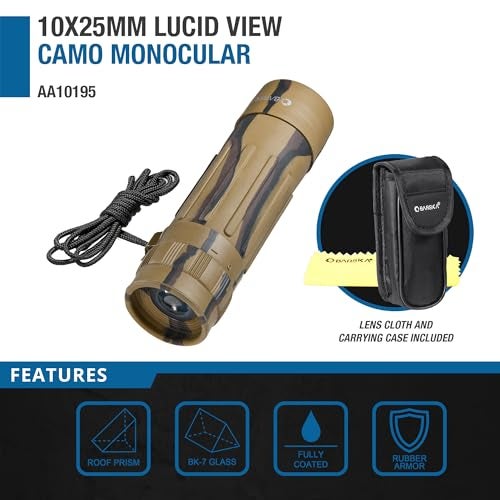 Barska 10x25 Lucid View Monocular Compact Lightweight 10x Magnification with Fully Coated Optics BK7 Roof Prism SlipResistant Rubber Armor Ideal for Travel Hiking Bird Watching - Image 3
