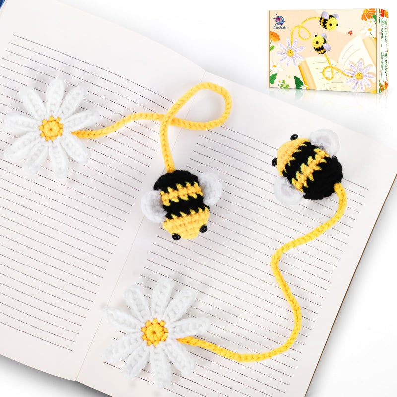 Crochetta طقم كروشيه كروشيتي للمبتدئين، طقم بدء الكروشيه مع دروس فيديو خطوة بخطوة، طقم كروشيه للمبتدئين للبالغين والأطفال والنساء والرجال، طقم كامل متضمن (علامة مرجعية على شكل نحلة) - Image 1