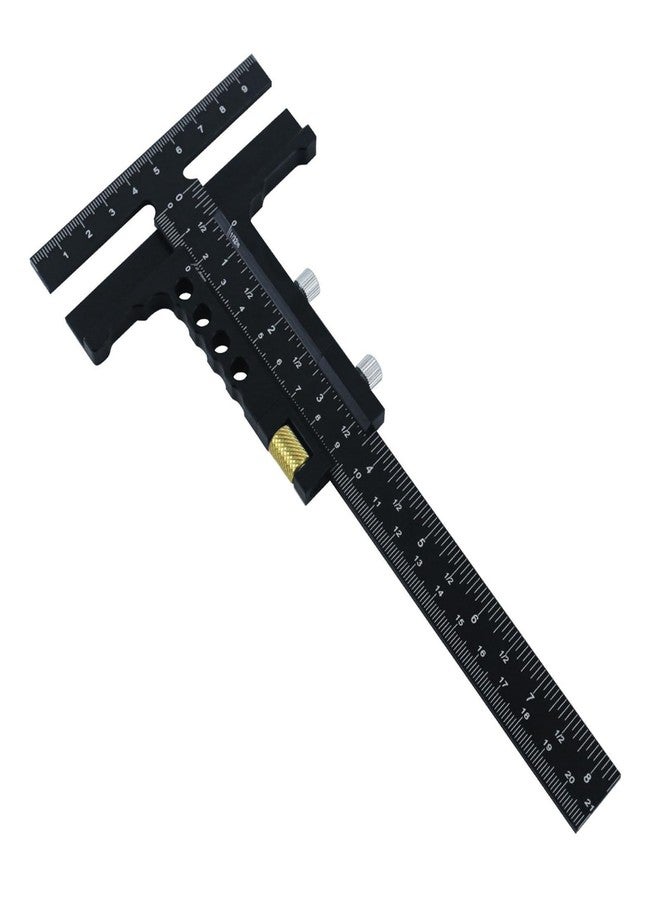 Leefasy T Shaped Wood Workings Scriber for Carpenter Layout and Measuring, Precision Woodworking Ruler Scribing Tool, Black Accessories Slide Ruler Marking Measuring Gauge, with Fine Tuning - Image 1
