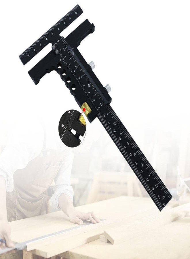 Leefasy T Shaped Wood Workings Scriber for Carpenter Layout and Measuring, Precision Woodworking Ruler Scribing Tool, Black Accessories Slide Ruler Marking Measuring Gauge, with Fine Tuning - Image 4