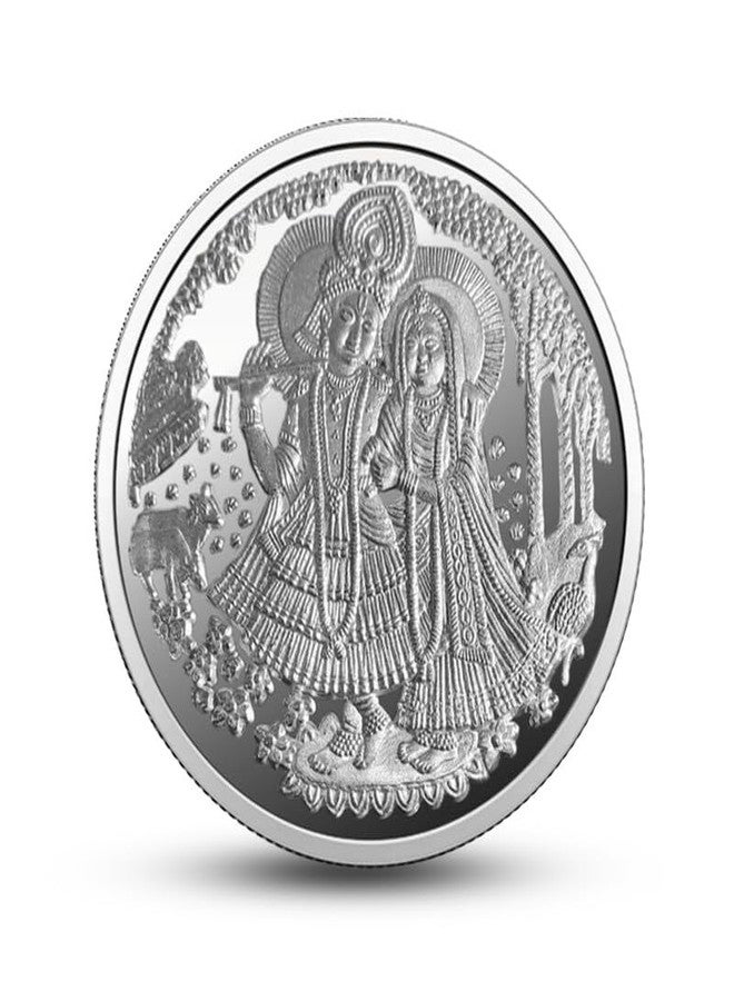 Silviya BIS Hallmarked Radha Krishna 999 Pure Silver Coin (10 Gram) Round Shape: Divine Love Couple - Vrindavan - Janmashtami - Diwali Gift - Puja Offering - Image 2
