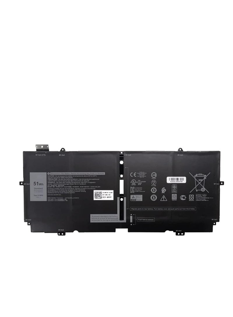 Terabyte بطارية بديلة 7.6 فولت 51 واط ساعة X1W0D 52TWH XX3T7 0XX3T7 00FDRT X1WOD MM6M8 0MM6M8 متوافقة مع 13 7390 2 في 1 / XPS 13 9310 2 في 1 P103G P103G001 P103G002 سلسلة - Image 2