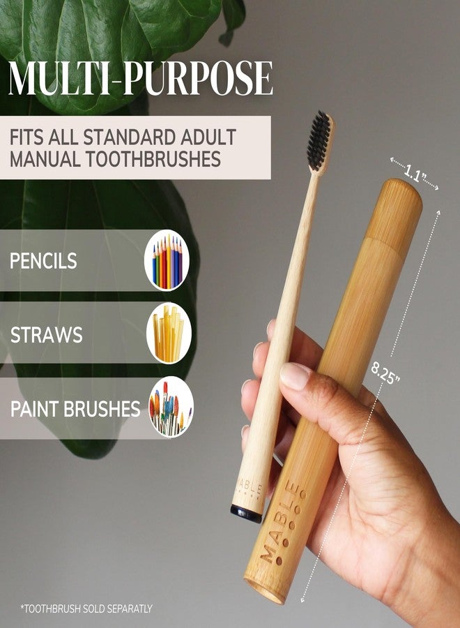 MABLE Toothbrush Travel Case | Bamboo Toothbrush Holder for Travelling and Camping | Adult Size | Natural Product - Image 2