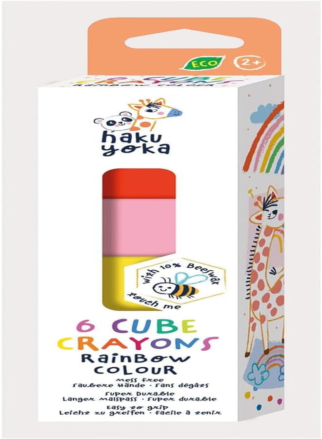 Avenir Haku Yoka Cube Crayon 6-Piece, Rainbow