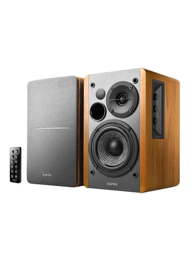 R1280DB Powered Bluetooth Bookshelf Speakers - Optical Input - Wireless Studio Monitors - 4 Inch Near Field Speaker - 42w RMS R1280DB Brown/Black