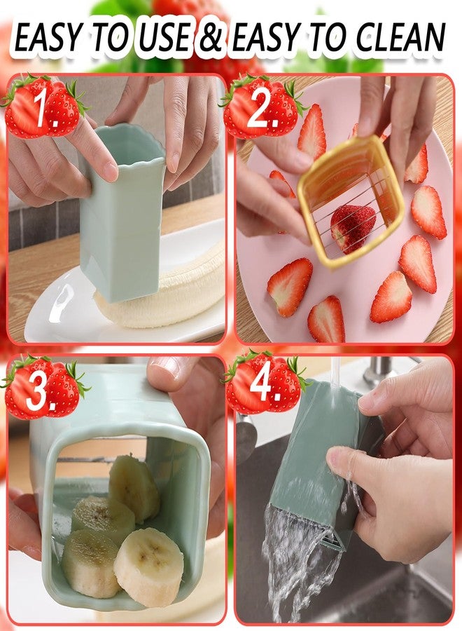 TULOBI 2 PCS Cup Slicer, Stainless Steel Egg Stainless, Strawberry Slicer, Mini Fruit Slicer Cup, Quickly Making Fruit Vegetable Salad, Creative Convenient Kitchen Gadget (Navy Blue + Cyan) - Image 3