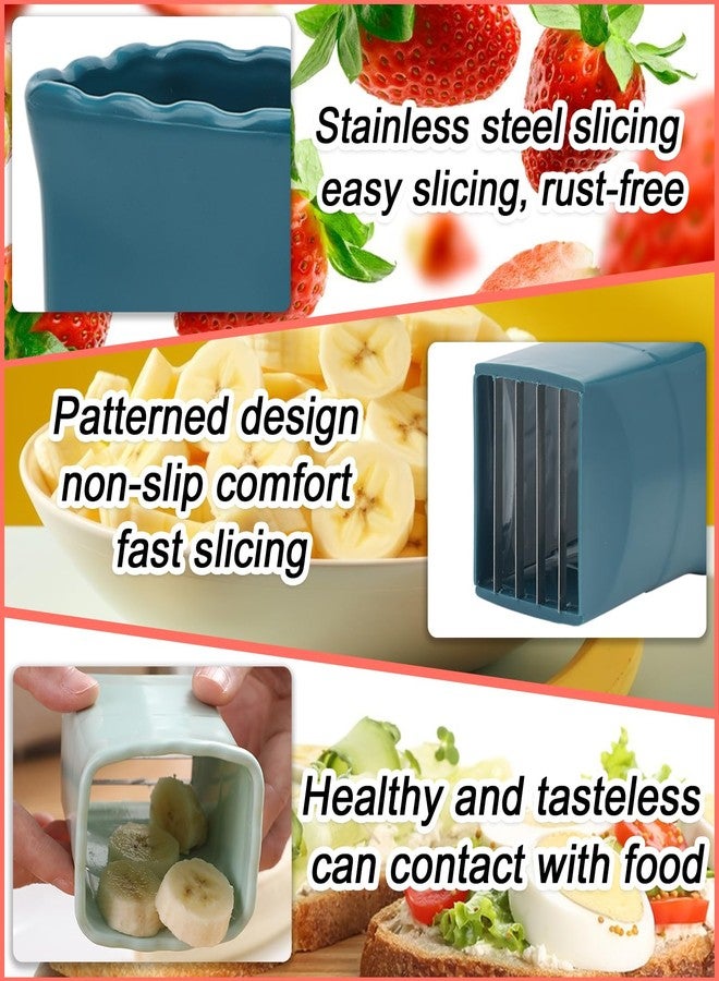 TULOBI 2 PCS Cup Slicer, Stainless Steel Egg Stainless, Strawberry Slicer, Mini Fruit Slicer Cup, Quickly Making Fruit Vegetable Salad, Creative Convenient Kitchen Gadget (Navy Blue + Cyan) - Image 5