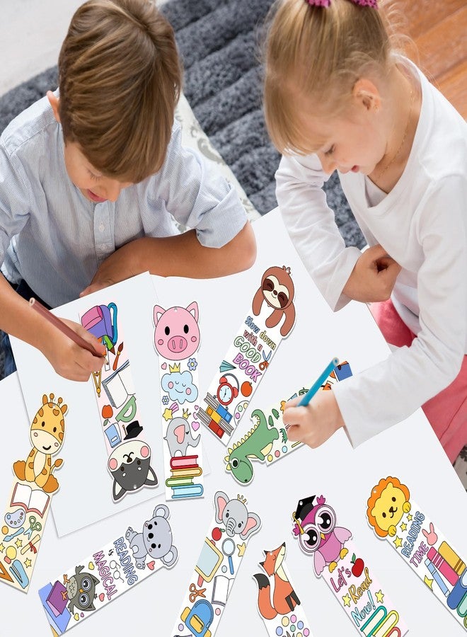TREACLUB 140PCS Color Your Own Bookmarks, 14 Styles Animal DIY Coloring Blank Bookmarks for Kids, Cartoon Animal Unfinished Page Marker for Reading Lover, Party Game Prize Classroom - Image 5
