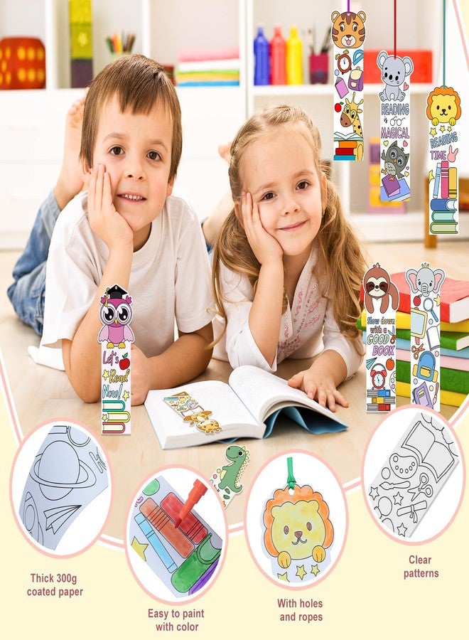TREACLUB 140PCS Color Your Own Bookmarks, 14 Styles Animal DIY Coloring Blank Bookmarks for Kids, Cartoon Animal Unfinished Page Marker for Reading Lover, Party Game Prize Classroom - Image 4