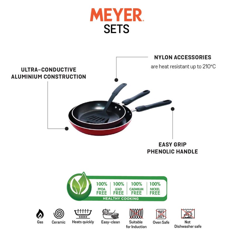 MEYER Meyer 3-Piece Aluminum Cookware Set, 2 Frypans with Accessory (Not Suitable for Induction)  - Image 4