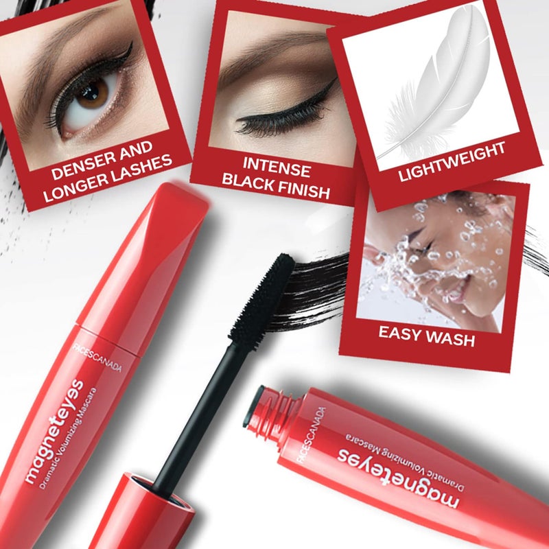 Facescanada Faces Canada Volumizing Mascara | Lightweight Formula with Almond Oil for Nourished, Dense & Fuller Looking Lashes | Smudge Proof, Long Lasting Eye Makeup | 0.32 Fl Oz (9.5ml) - Image 3