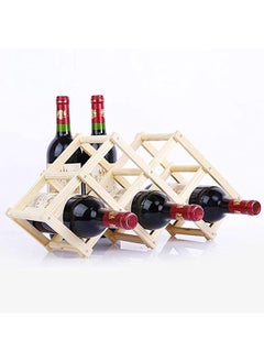 HOME TASTE Hometaste Wood Wine Storage Racks Countertop,6 Bottle Wooden Stackable Wine Cellar Racks, Foldable Tabletop Free Standing Wine Display Shelf For Home Kitchen Bar Cabinets 