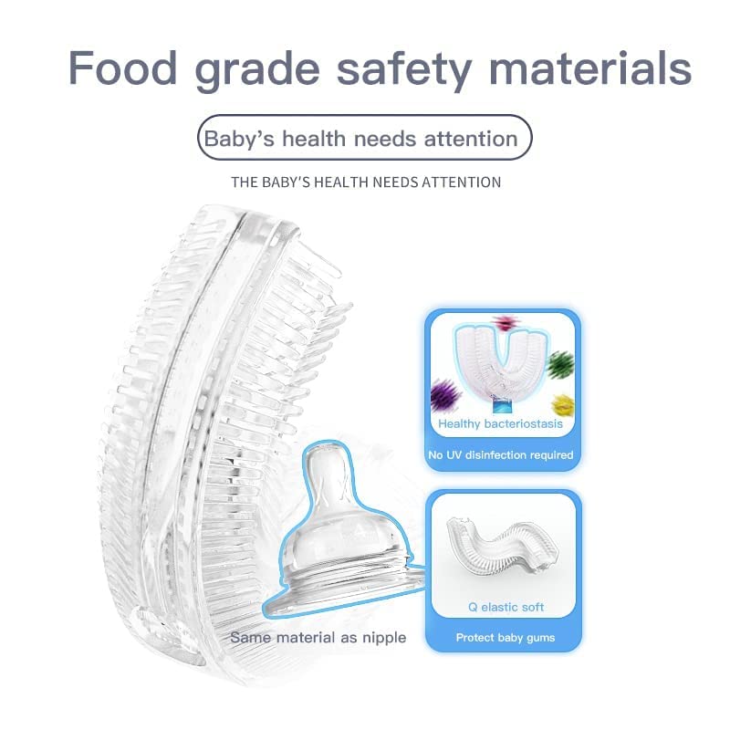 Revin Enterprise U Shaped Toothbrush for Kids. Manual Whitening Silicone Brush Head. Children Infant Toothbrush For 2-6 Years Mouth-Cleaning (multicolor Pack of 2). - Image 4