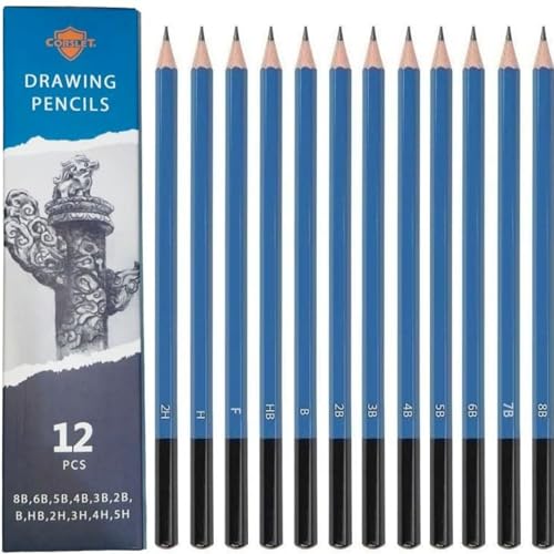 Corslet 12 Pcs Pencils for Drawing, Graphite Sketching Pencils Kit, 8B 6B 5B 4B 3B 2B B HB 2H 3H 4H 5H, Artist Pencils for Beginners & Pro Artists, Professional Sketch Pencils Set - Image 1