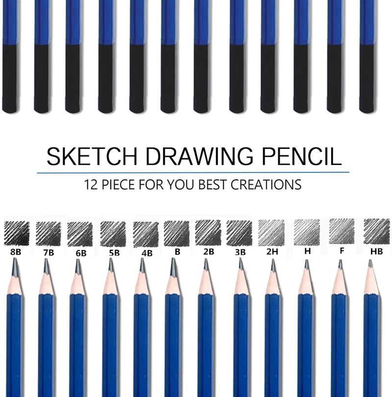 Corslet 12 Pcs Pencils for Drawing, Graphite Sketching Pencils Kit, 8B 6B 5B 4B 3B 2B B HB 2H 3H 4H 5H, Artist Pencils for Beginners & Pro Artists, Professional Sketch Pencils Set - Image 2