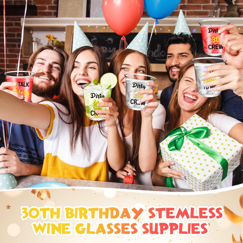 Jingmore Jingmore 60 Pcs 30th Birthday Cups Disposable Dirty 30 Party Glasses 12oz Talk 30 to Me Plastic Cups Stemless Glasses for Men Women 30th Birthday Plastic Tumble Thirty Party Anniversary Favors - Image 5
