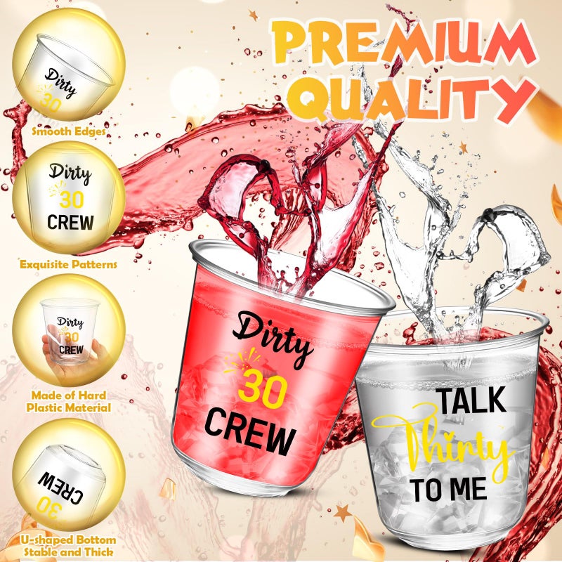 Jingmore Jingmore 60 Pcs 30th Birthday Cups Disposable Dirty 30 Party Glasses 12oz Talk 30 to Me Plastic Cups Stemless Glasses for Men Women 30th Birthday Plastic Tumble Thirty Party Anniversary Favors - Image 3