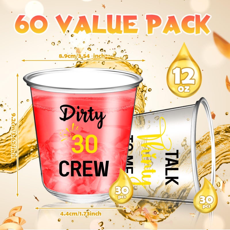 Jingmore Jingmore 60 Pcs 30th Birthday Cups Disposable Dirty 30 Party Glasses 12oz Talk 30 to Me Plastic Cups Stemless Glasses for Men Women 30th Birthday Plastic Tumble Thirty Party Anniversary Favors - Image 2