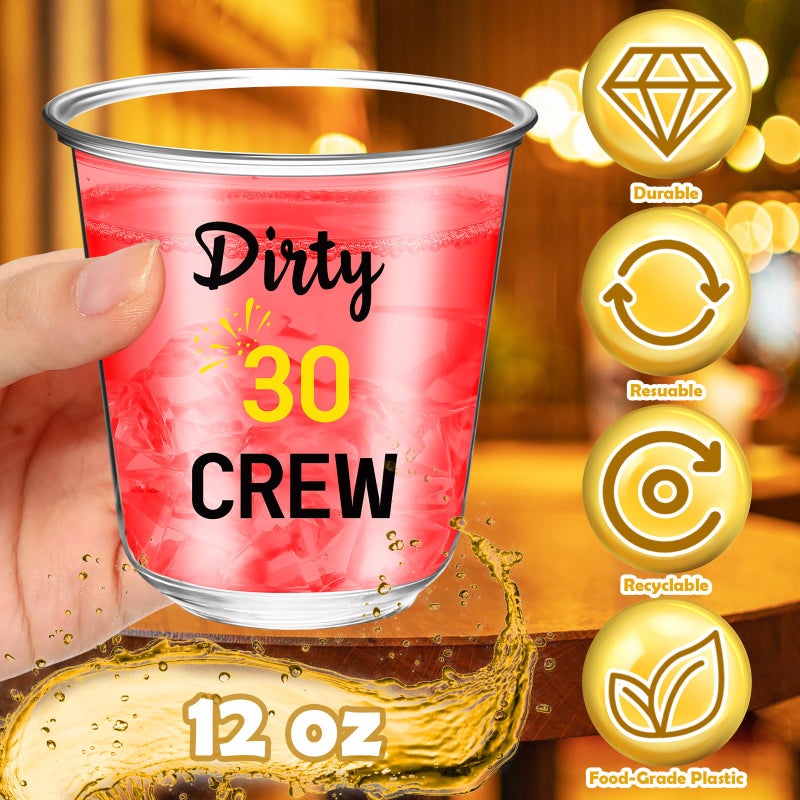 Jingmore Jingmore 60 Pcs 30th Birthday Cups Disposable Dirty 30 Party Glasses 12oz Talk 30 to Me Plastic Cups Stemless Glasses for Men Women 30th Birthday Plastic Tumble Thirty Party Anniversary Favors - Image 4
