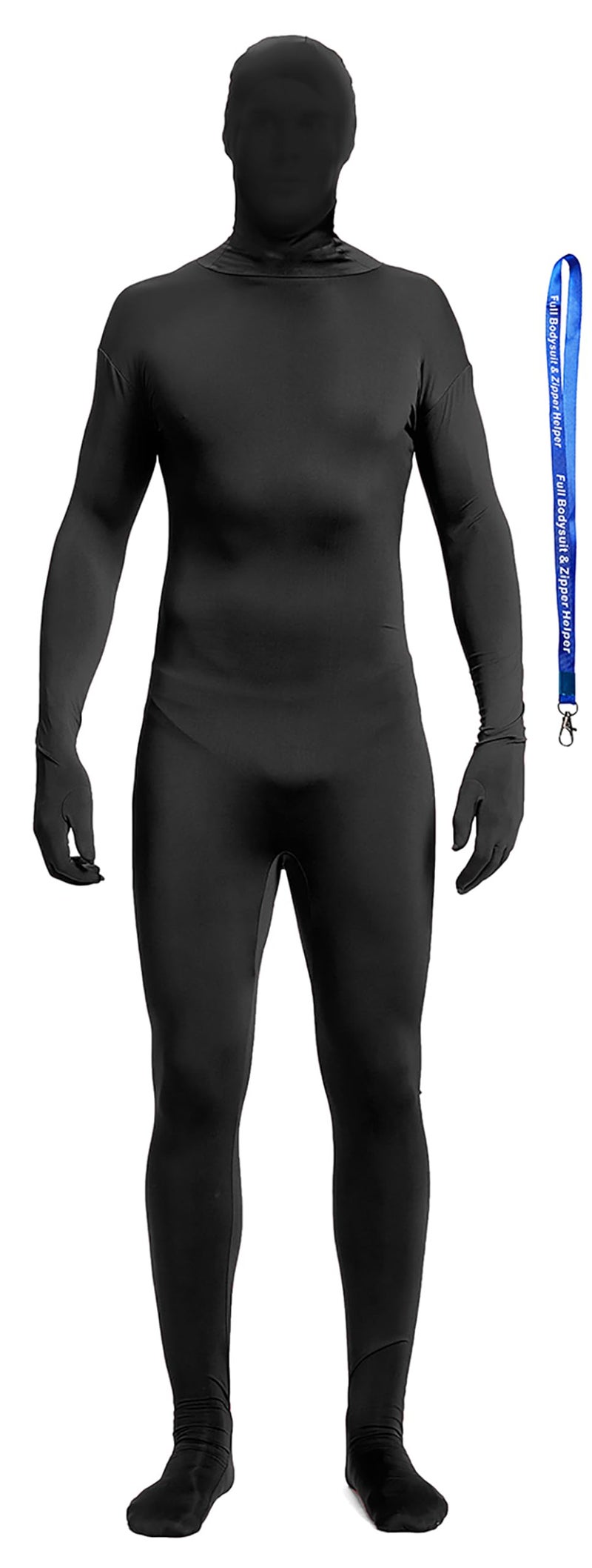Full Bodysuit With Zipper Helper Unisex Spandex Stretch Adult Costume Zentai Disappearing Man Body Suit (X-Large, Black) - Image 1